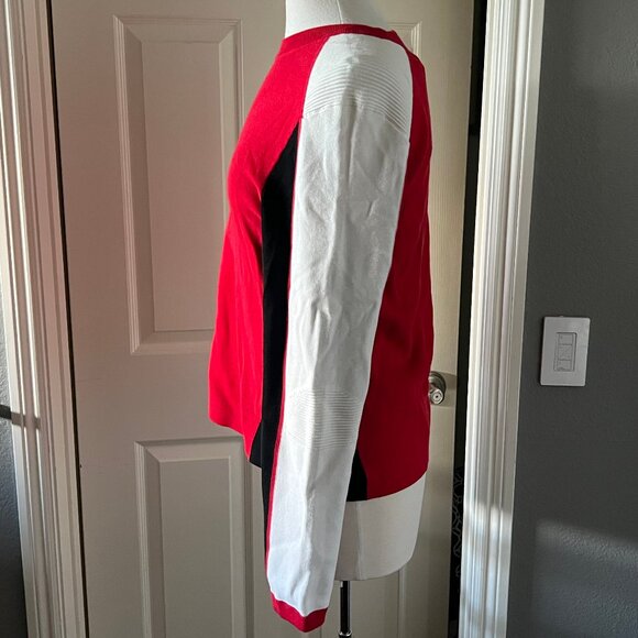 NWT BANANA REPUBLIC Lenzing Ecovero Splash Sweater XL Red/White/Black Apres Ski - Picture 2 of 5